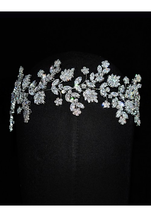 Bandeau Floral Dolce & Gabbana En Laiton Et Cristal - Diadème Pour Soirée, Mariage Ou Occasion Spéciale