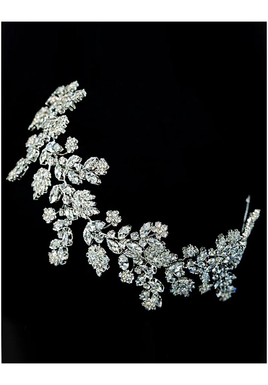 Diadème En Cristal/strass Pour Femme - Couronne De Mariage, Fête, Diamètre 14 Cm - 7