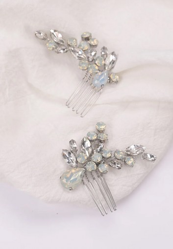 Duo de Peignes Mariage - Opales et Strass - Les Opalines