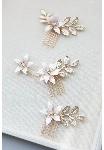 Ensemble de Trois Peignes Cheveux Mariage Fleuris - Les Poèmes