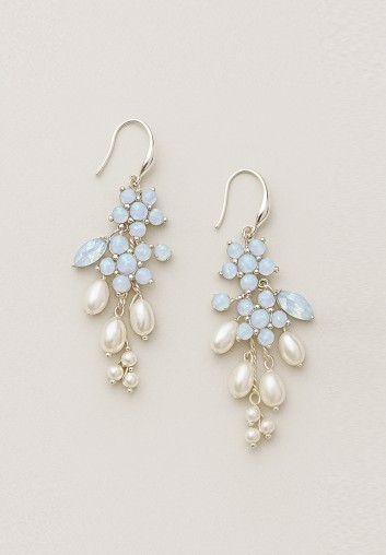 Boucles d’oreilles opales bleues & perles – Modèle Éliorines