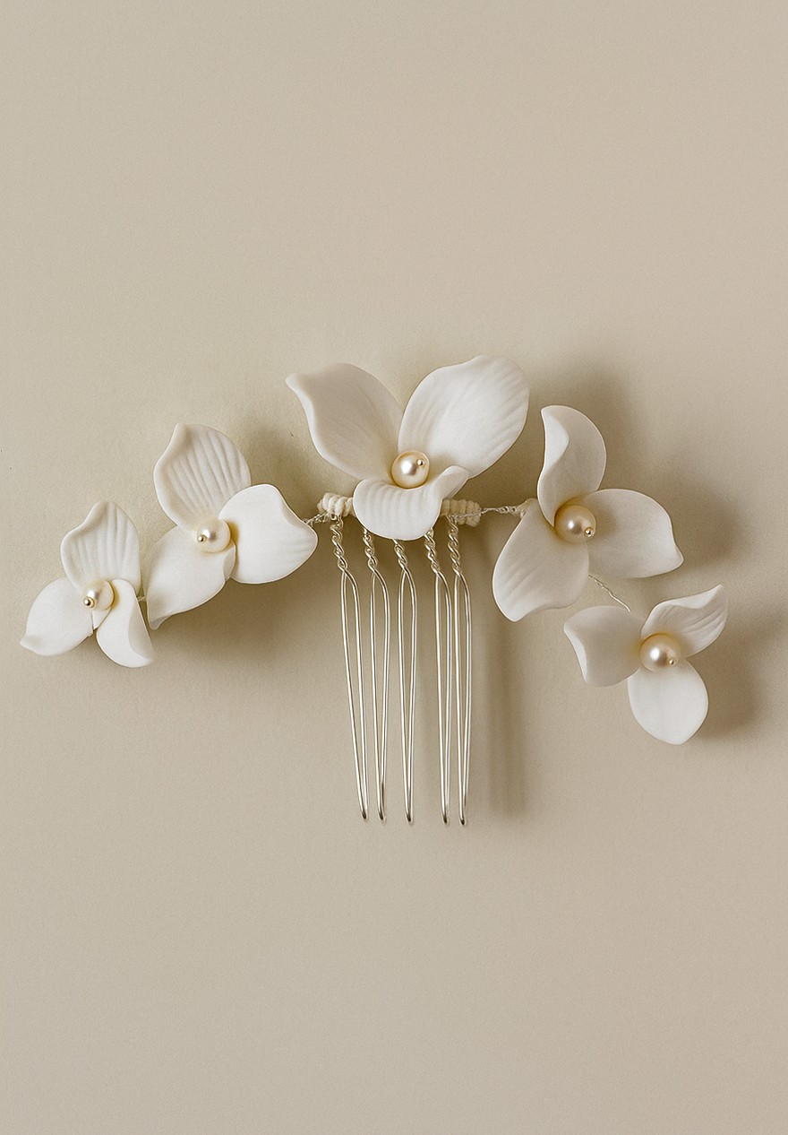 Peigne Cheveux Mariage - Fleurs Porcelaine délicates - Lison Peigne Cheveux Mariage - Fleurs Porcelaine délicates - Lison