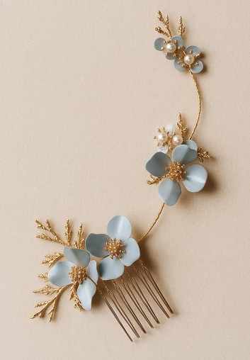 Peigne Cheveux de Mariage Fleurs en peinte main - Auréline