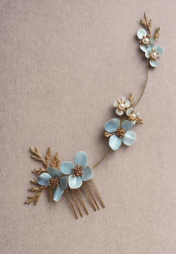 Peigne Cheveux de Mariage Fleurs en peinte main - Auréline