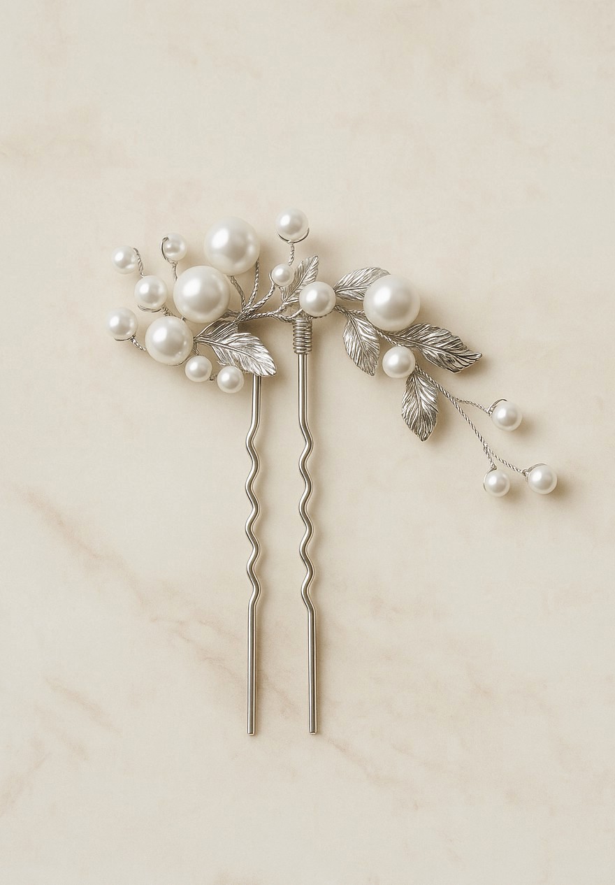 Pic à chignon perles & feuilles bohème – Lysandra Pic à chignon perles & feuilles bohème – Lysandra