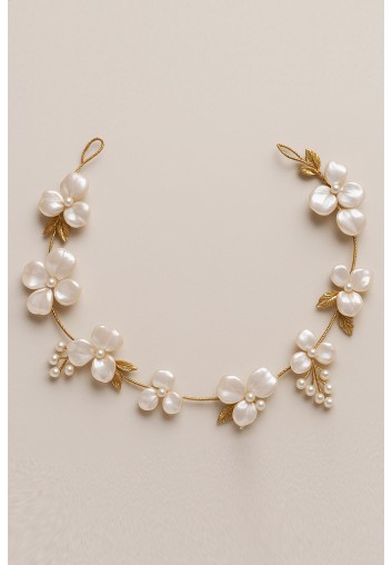 Couronne de mariée fleurs et perles mariage bohème - Clarisse