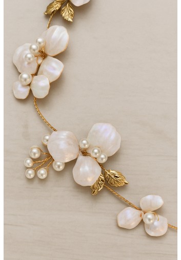 Couronne de mariée fleurs et perles mariage bohème - Clarisse