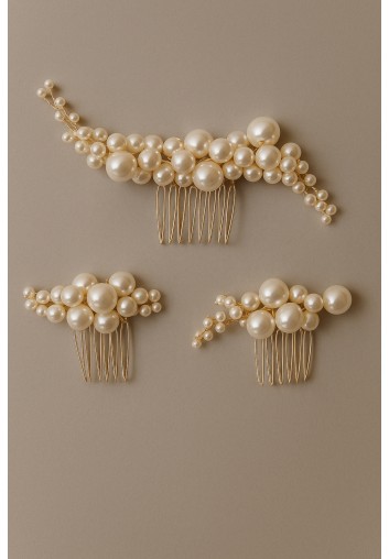 Trio de peignes perles asymétrique - Élise