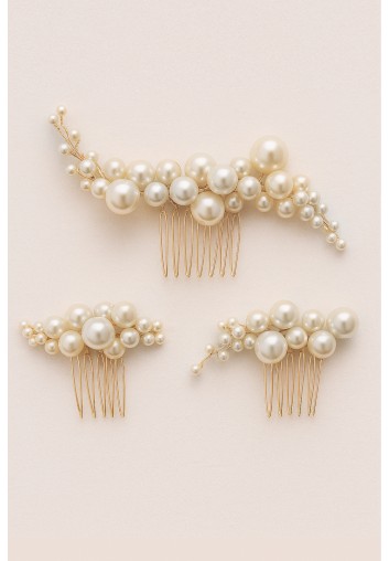 Trio de peignes perles asymétrique - Élise