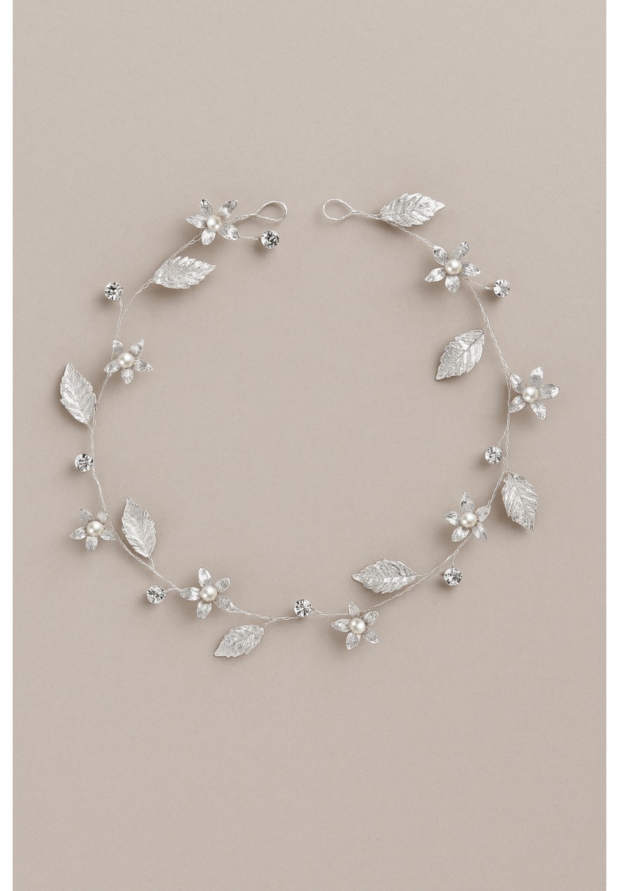 Diadème mariage fleurs, feuilles et perles - Elisa Diadème mariage fleurs, feuilles et perles - Elisa