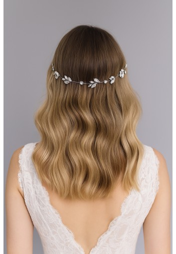 Couronne de Mariage Cristaux et Feuillages - Manon