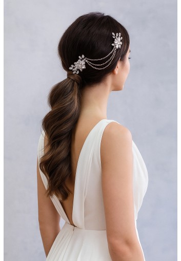 Double Peigne Cheveux Mariage Strass et Cristaux- Le Lyre