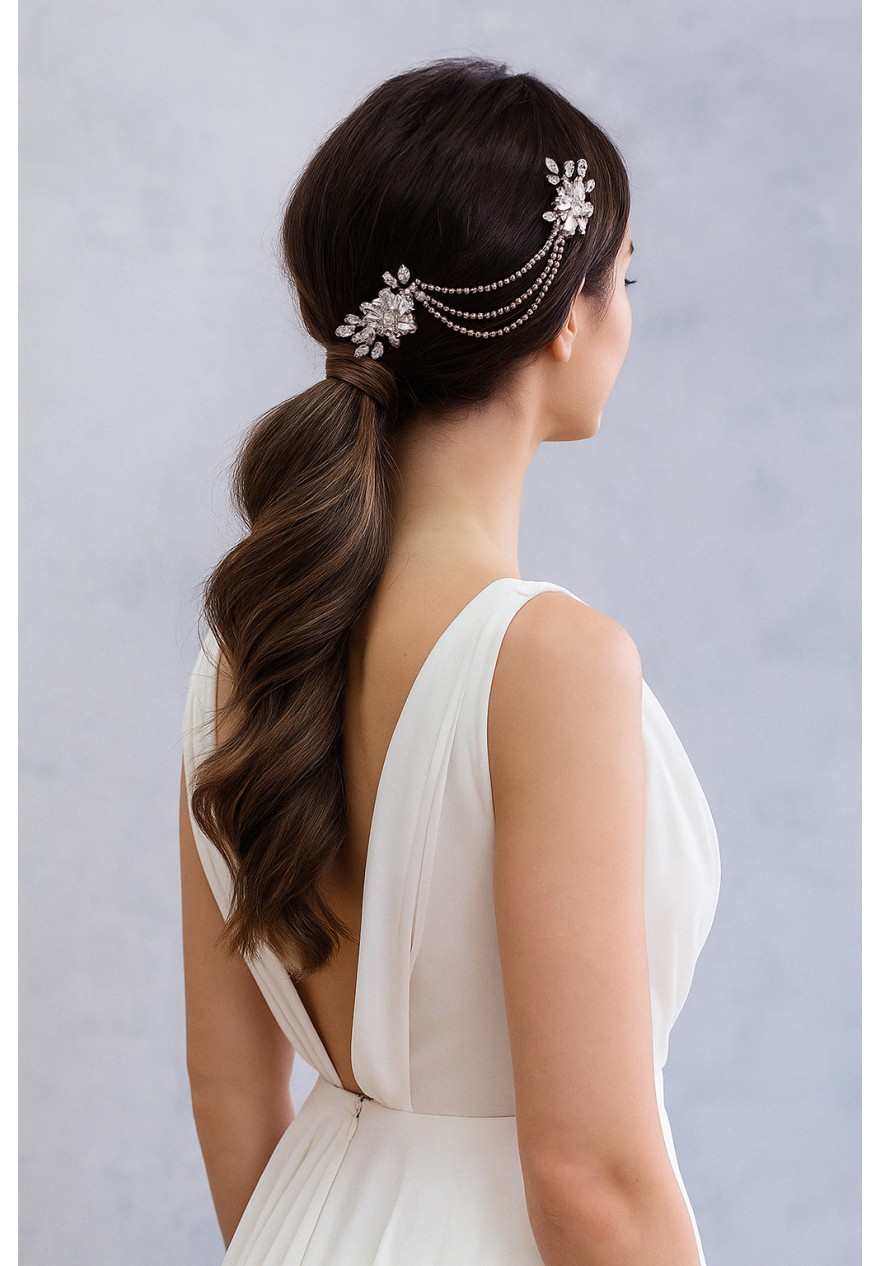 Double Peigne Cheveux Mariage Strass et Cristaux- Le Lyre Double Peigne Cheveux Mariage Strass et Cristaux- Le Lyre