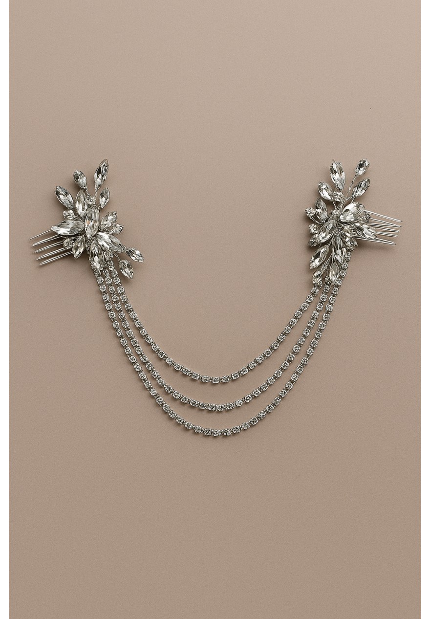 Double Peigne Cheveux Mariage Strass et Cristaux- Le Lyre Double Peigne Cheveux Mariage Strass et Cristaux- Le Lyre