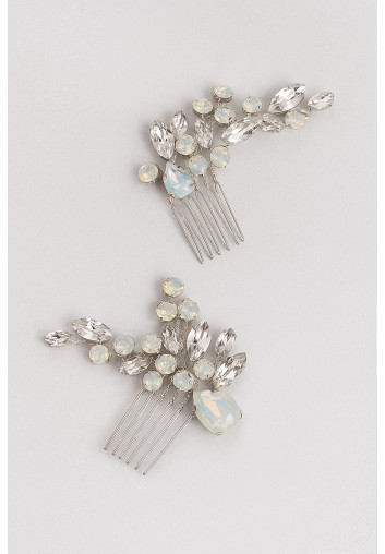 Duo de Peignes Mariage - Opales et Strass - Les Opalines