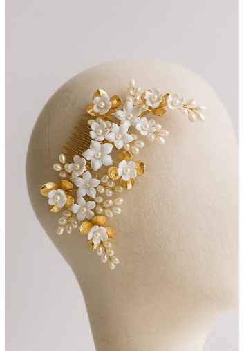 Peigne Cheveux Mariage - Fleurs Blanches - Blossom