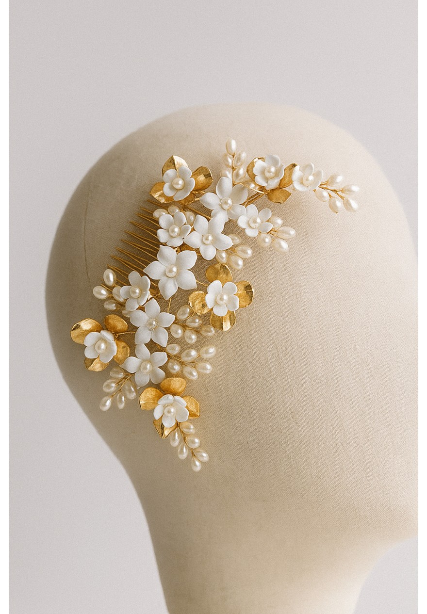 Peigne Cheveux Mariage - Fleurs Blanches - Blossom Peigne Cheveux Mariage - Fleurs Blanches - Blossom