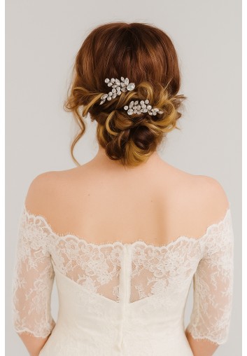 Duo de Peignes Mariage - Opales et Strass - Les Opalines