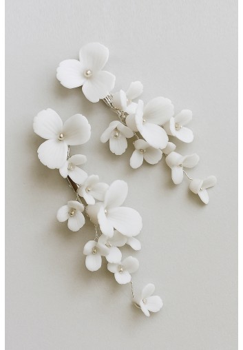Pince Cheveux Mariage - Fleurs Porcelaine délicates - Lou