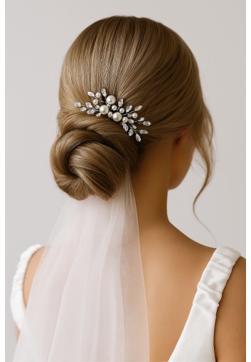 Peigne Cheveux mariée Feuilles en Cristal - Ness