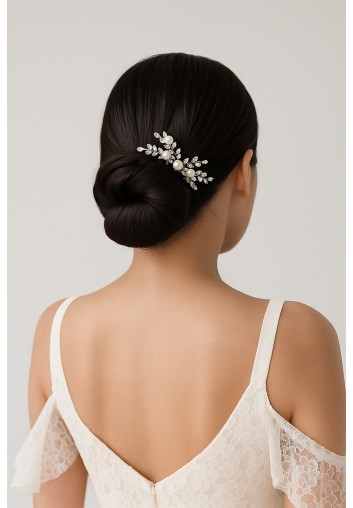 Peigne Cheveux mariée Feuilles en Cristal - Ness