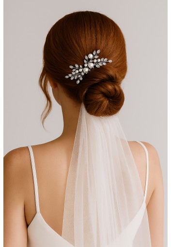 Peigne Cheveux mariée Feuilles en Cristal - Ness