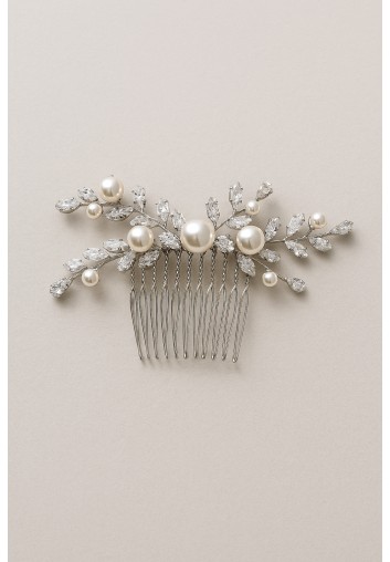 Peigne Cheveux mariée Feuilles en Cristal - Ness