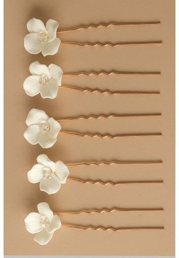 Pics à chignon Fleurs Porcelaine pour Mariée ou Cortège - Charlotte