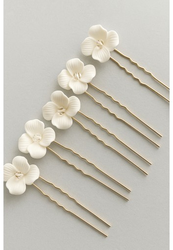 Pics à chignon Fleurs Porcelaine pour Mariée ou Cortège - Charlotte