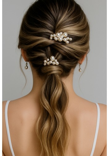 Ensemble de pics à chignon perles et strass - Les Perlées