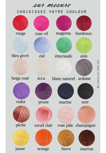 Chapeau bibi mariage chic - sur mesure à vos couleurs - Lise