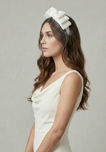 Chapeau bibi mariage à voilette et noeud satin - Le Charmant