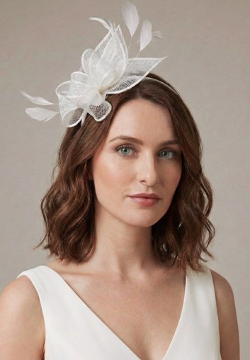Chapeau Fascinator de Mariage Blanc Plumes
