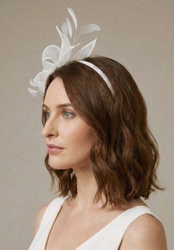 Chapeau Fascinator de Mariage Blanc Plumes
