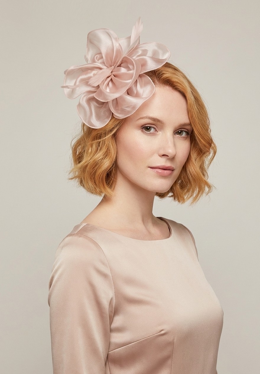 Serre Tête Grosse Fleur pour Cheveux Rose Poudré - Nina