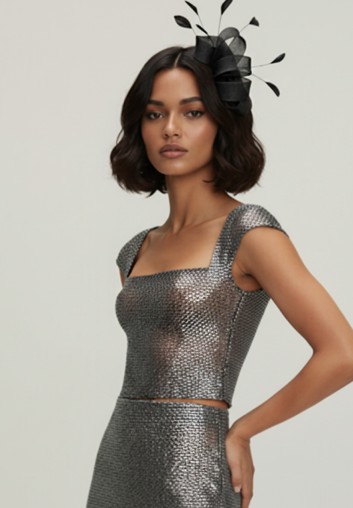 Chapeau de Mariage Fascinateur Noir et Plumes - Charlotte