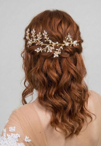 peigne cheveux mariage perle feuillages boheme