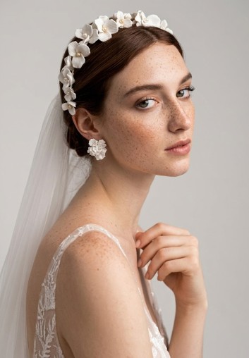 couronne de fleurs mariage porcelaine