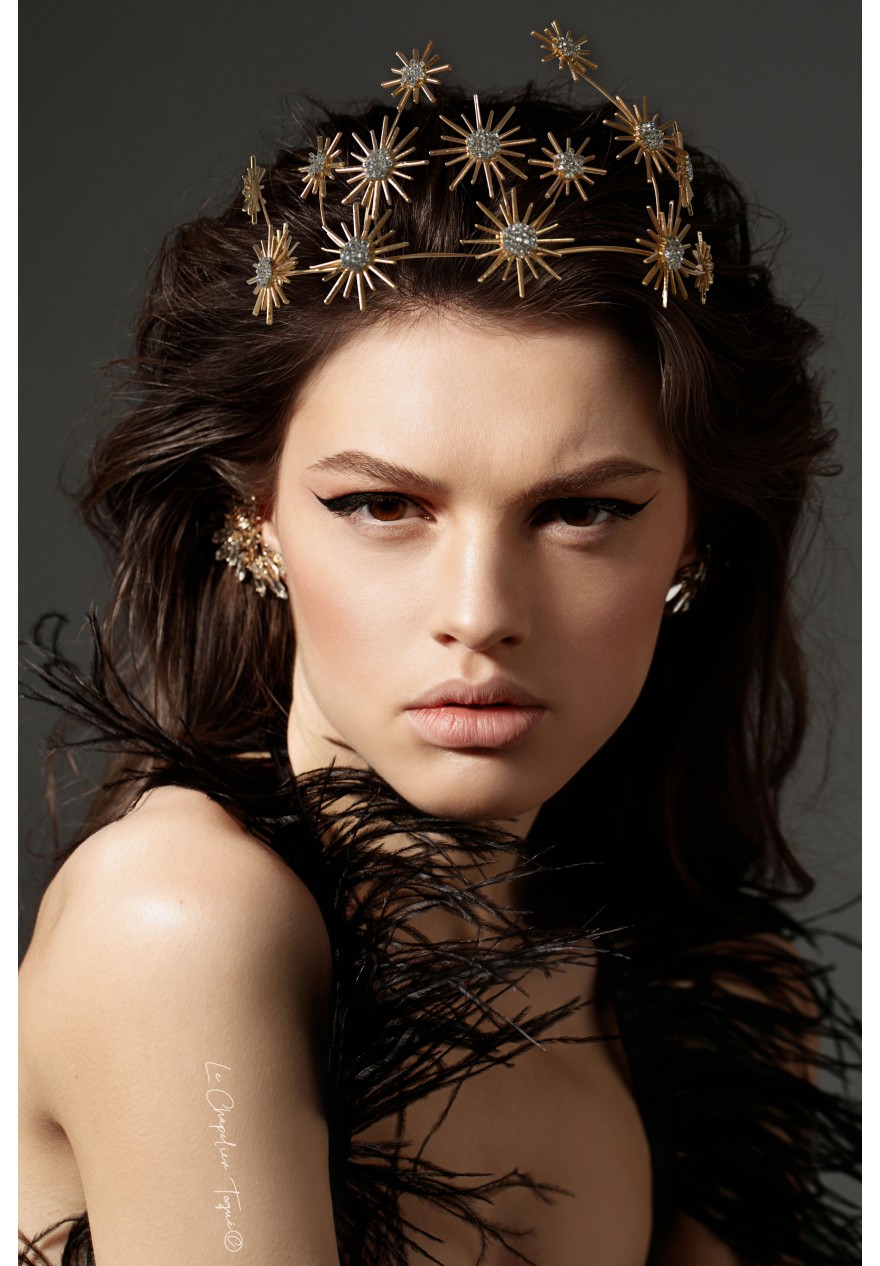 Serre-tête/bandeau Dolce & Gabbana - Cristaux Et Citrons En Métal Laiton Doré - Boîte Incluse