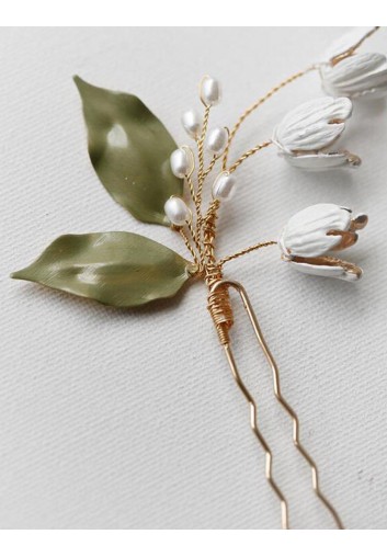 barrette chignon mariage fleurs muguet