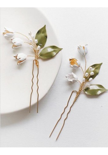 barrette chignon mariage fleurs muguet