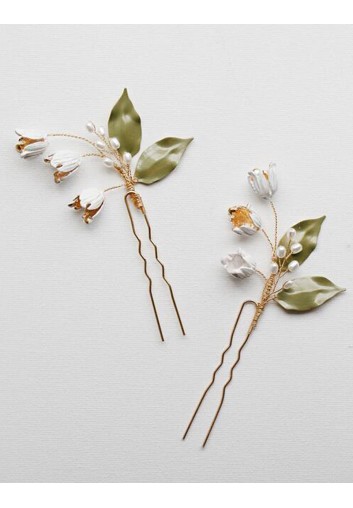 barrette chignon mariage fleurs muguet