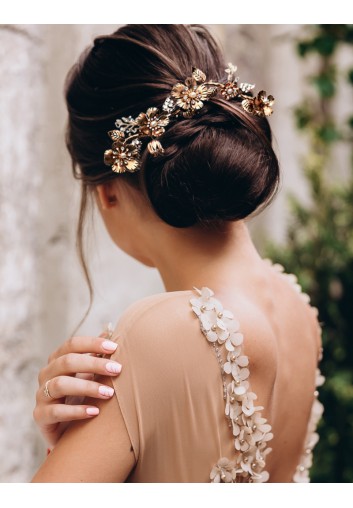 Robe de mariage or rose strass perles épingle à cheveux nœud strass cheveux peigne 