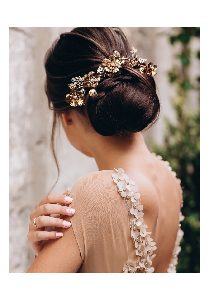 accessoire cheveux mariage peigne mariée or fleurs 2.jpg